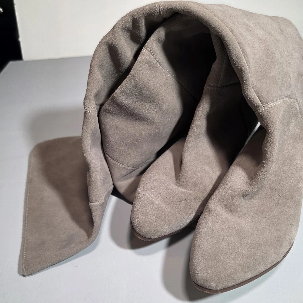 Taupe Suede Knee-High Boots | Size 10 | 2.25” Block Heel